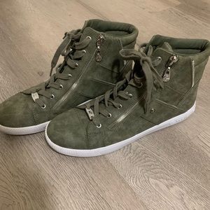 G by Guess. Size 11. Green suede high top sneaker.